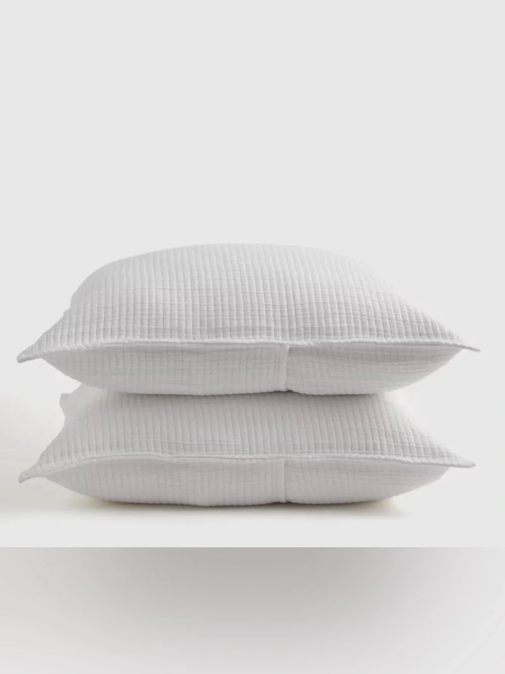 Quince Organic Ribbed Cotton Pillow Shams - King - White - Like New